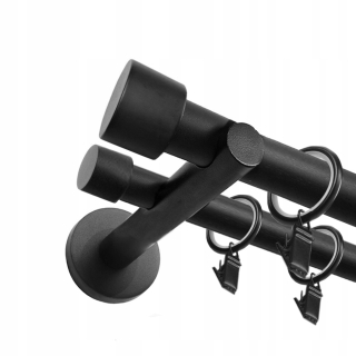 KOVOVÁ ZÁclonová tyč ČIERNA DOUBLE LOFT FI 25+19mm / 220cm RÔZNE VZORY